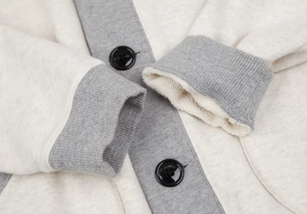 パパスプラスPapas+ ワッペンショールカラースウェットカーディガン 白グレーL K-116853_010