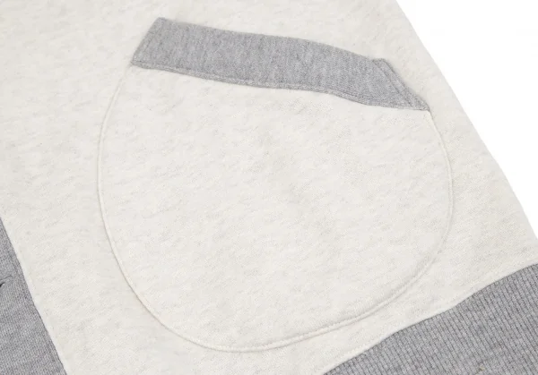 パパスプラスPapas+ ワッペンショールカラースウェットカーディガン 白グレーL K-116853_012