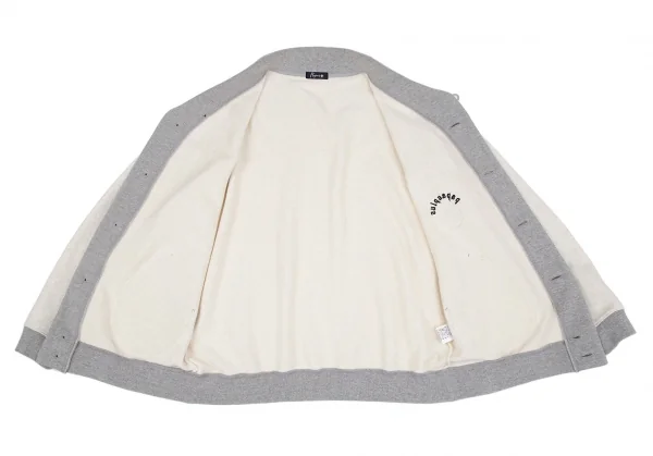 パパスプラスPapas+ ワッペンショールカラースウェットカーディガン 白グレーL K-116853_013