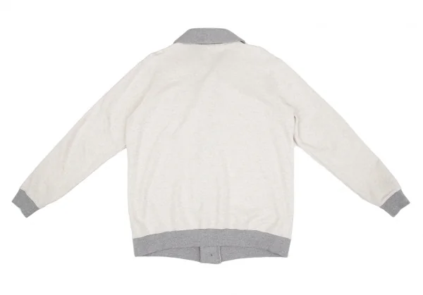 パパスプラスPapas+ ワッペンショールカラースウェットカーディガン 白グレーL K-116853_014