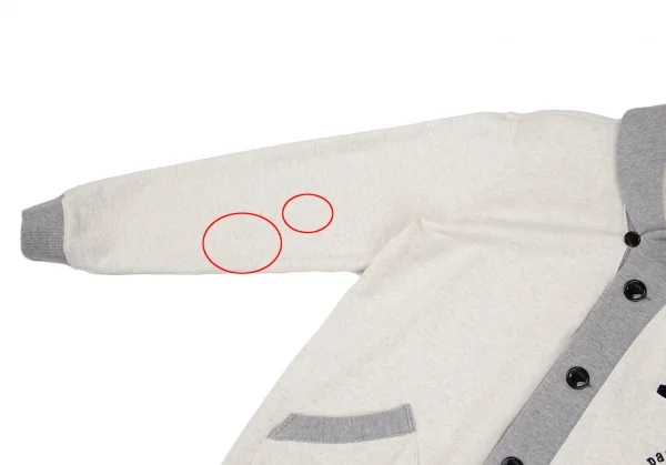 パパスプラスPapas+ ワッペンショールカラースウェットカーディガン 白グレーL K-116853_007