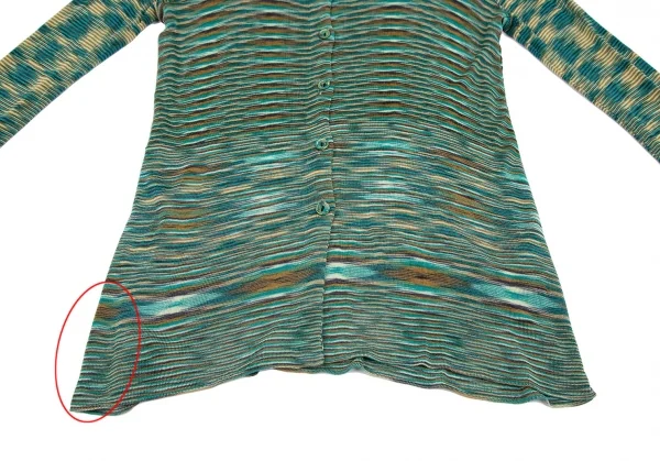 ミッソーニMISSONI 襟付きグラデーションニットトップス 緑M位 K-116856_010