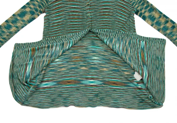 ミッソーニMISSONI 襟付きグラデーションニットトップス 緑M位 K-116856_012