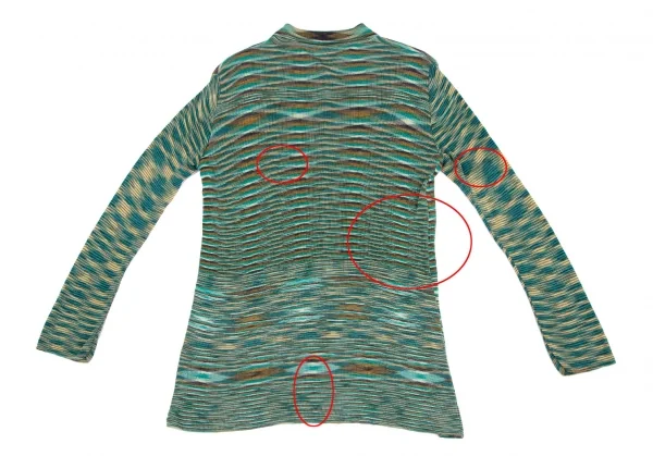 ミッソーニMISSONI 襟付きグラデーションニットトップス 緑M位 K-116856_013