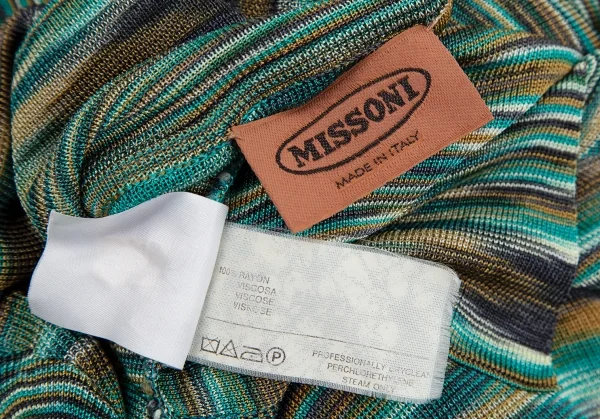 ミッソーニMISSONI 襟付きグラデーションニットトップス 緑M位 K-116856_019