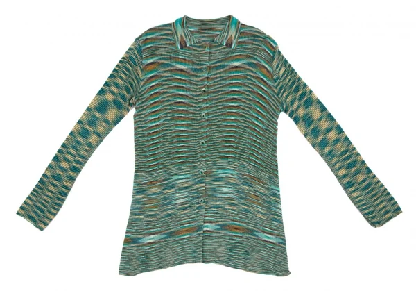 ミッソーニMISSONI 襟付きグラデーションニットトップス 緑M位 K-116856_002