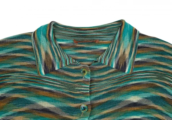 ミッソーニMISSONI 襟付きグラデーションニットトップス 緑M位 K-116856_005