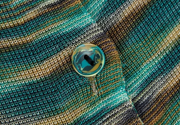 ミッソーニMISSONI 襟付きグラデーションニットトップス 緑M位 K-116856_006