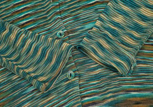 ミッソーニMISSONI 襟付きグラデーションニットトップス 緑M位 K-116856_009