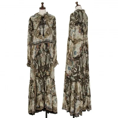 エトロETRO シルクペイズリーギャザー切替シャツワンピース