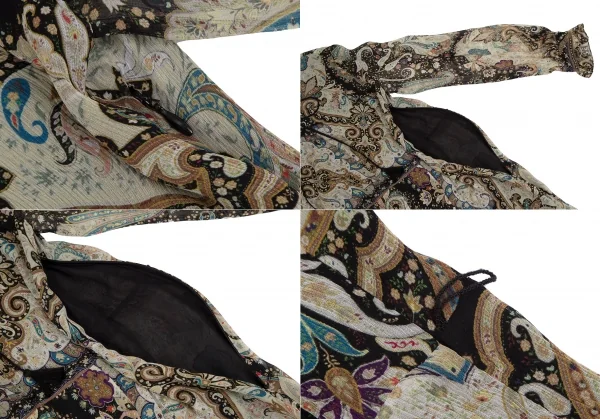 エトロETRO シルクペイズリーギャザー切替シャツワンピース 黒マルチ44 K-116869_007