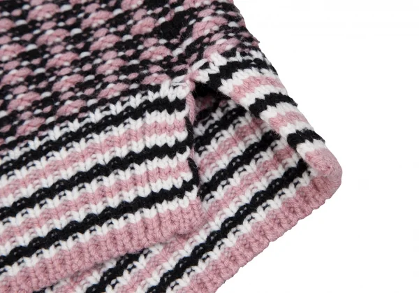 フェンディFENDIウールカシミヤ袖ズッカ柄タートルニットセーター 白ピンク46 K-116870_010