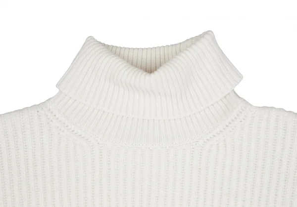 フェンディFENDIウールカシミヤ袖ズッカ柄タートルニットセーター 白ピンク46 K-116870_003