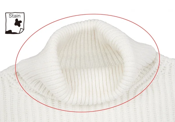 フェンディFENDIウールカシミヤ袖ズッカ柄タートルニットセーター 白ピンク46 K-116870_004