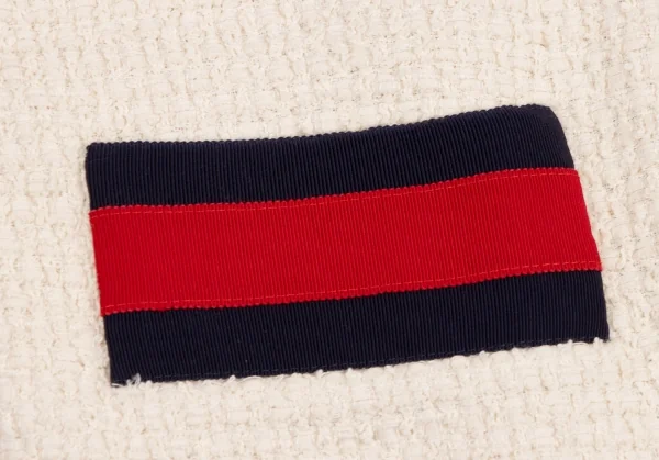 グッチGUCCI シェリーラインツイードカーディガン アイボリー赤他40 K-116874_010