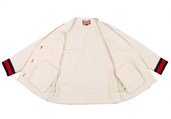 グッチGUCCI シェリーラインツイードカーディガン アイボリー赤他40 K-116874_011