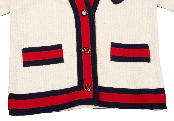 グッチGUCCI シェリーラインツイードカーディガン アイボリー赤他40 K-116874_009