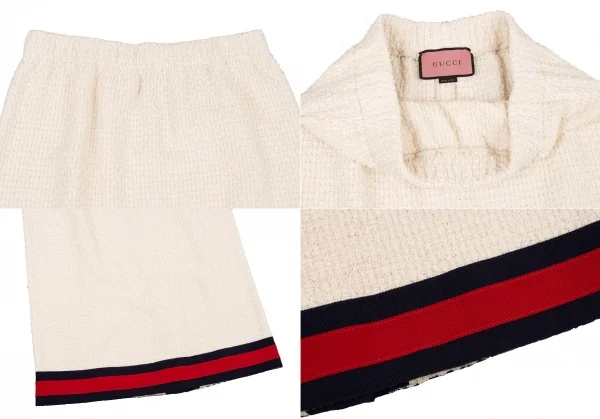 グッチGUCCI シェリーラインツイードセットアップスーツ アイボリー赤他40・44 K-116876_016