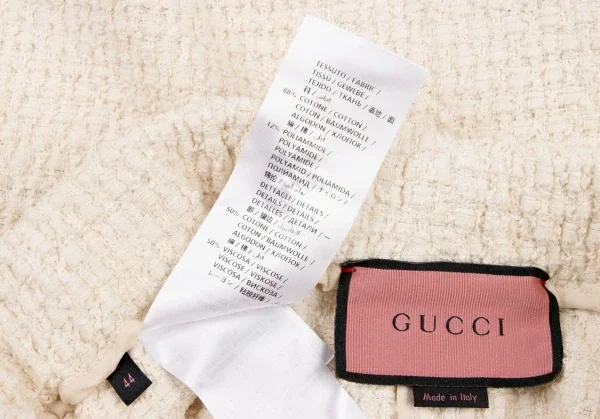 グッチGUCCI シェリーラインツイードセットアップスーツ アイボリー赤他40・44 K-116876_020