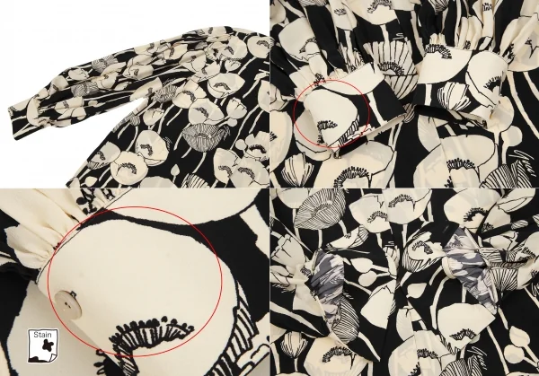 グッチGUCCI フローラルグラフィックパフスリーブシルクブラウス 黒クリーム48 K-116877_007