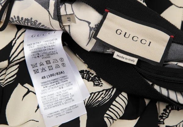グッチGUCCI フローラルグラフィックプリーツスカート 黒ベージュ48 K-116878_019