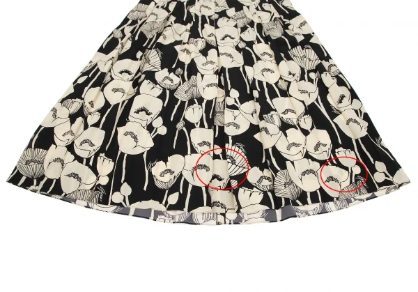 グッチGUCCI フローラルグラフィックプリーツスカート 黒ベージュ48 K-116878_004