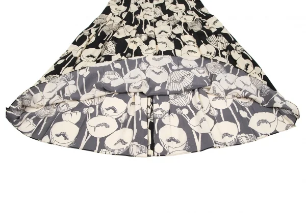 グッチGUCCI フローラルグラフィックプリーツスカート 黒ベージュ48 K-116878_007