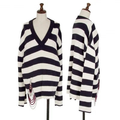 MONSE Bijou decoration Stripe Crush Knit Sweater