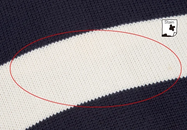 モンスMONSE ビジュー装飾クラッシュデザインボーダーニットセーター 白紺S K-116883_005