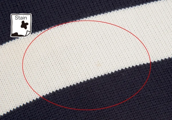 モンスMONSE ビジュー装飾クラッシュデザインボーダーニットセーター 白紺S K-116883_006