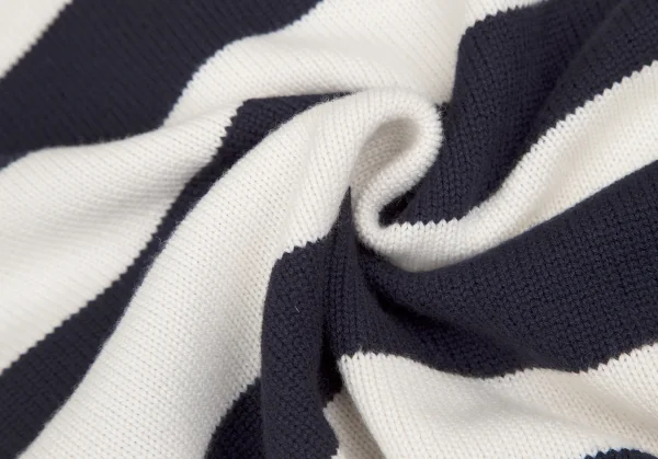 モンスMONSE ビジュー装飾クラッシュデザインボーダーニットセーター 白紺S K-116883_019