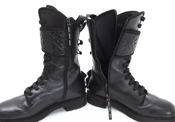 フェンディFENDI エンボスズッカストラップバイカーブーツ 40 黒40(25位) K-116885_013