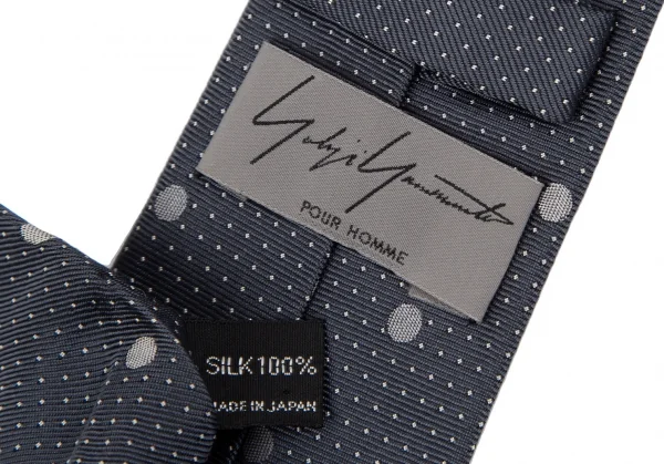 ヨウジヤマモト プールオムYohji Yamamoto POUR HOMME ドットジャガードシルクネクタイ 紺 K-116906_010