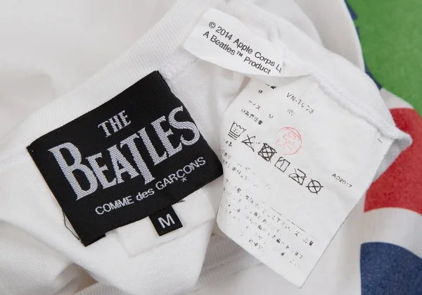 ザ ビートルズ コムデギャルソンTHE BEATLES COMME des GARCONSアップル&ユニオンジャックプリントTシャツ 白M K-116909_015