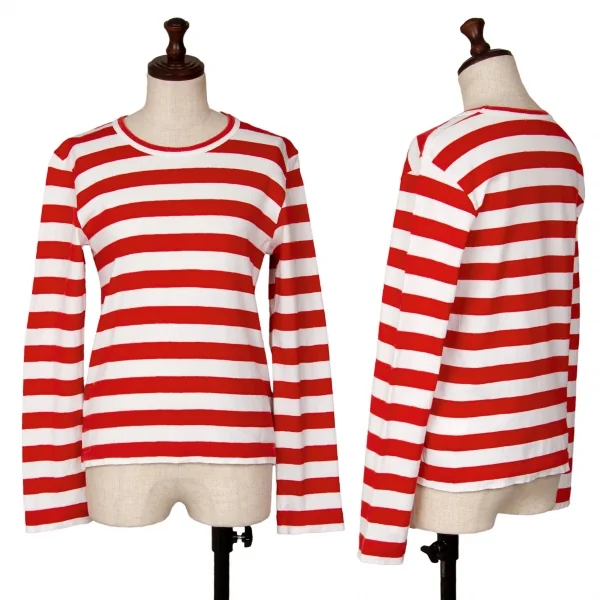 コムデギャルソンCOMME des GARCONS コットンボーダーカットソー 白赤S K-116911_001