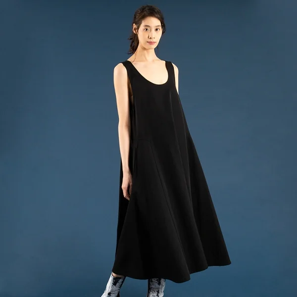 ワイズY's ウールサイド切替ノースリーブワンピース 黒M位 K-116932_012