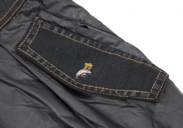 ヒロコビスHIROKO BIS eSSeNtieL デニム転写プリント切替ノースリーブワンピース 黒9 K-116943_010