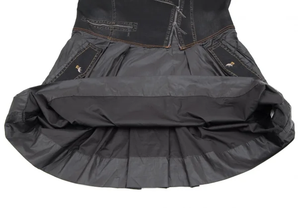 ヒロコビスHIROKO BIS eSSeNtieL デニム転写プリント切替ノースリーブワンピース 黒9 K-116943_012