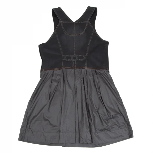 ヒロコビスHIROKO BIS eSSeNtieL デニム転写プリント切替ノースリーブワンピース 黒9 K-116943_014