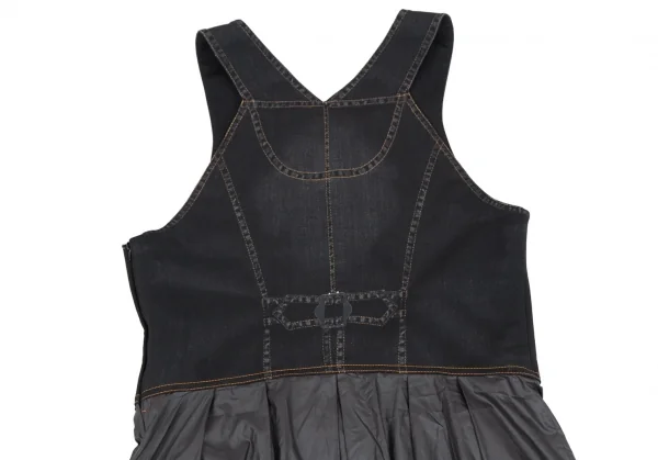 ヒロコビスHIROKO BIS eSSeNtieL デニム転写プリント切替ノースリーブワンピース 黒9 K-116943_015