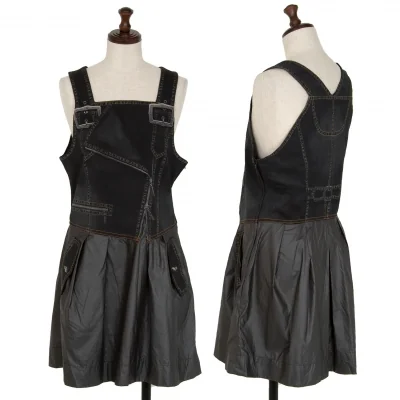 ヒロコビスHIROKO BIS eSSeNtieL デニム転写プリント切替ノースリーブワンピース