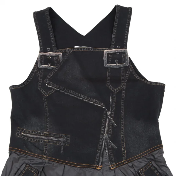 ヒロコビスHIROKO BIS eSSeNtieL デニム転写プリント切替ノースリーブワンピース 黒9 K-116943_003