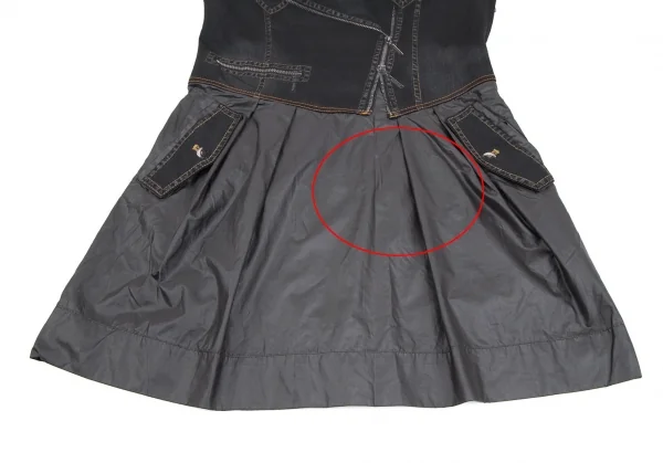 ヒロコビスHIROKO BIS eSSeNtieL デニム転写プリント切替ノースリーブワンピース 黒9 K-116943_008