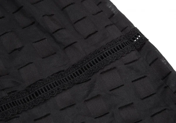 ヒロコビスHIROKO BIS eSSeNtieL ブロックカットジャガードピンタックシャツチュニック 黒9 K-116947_011