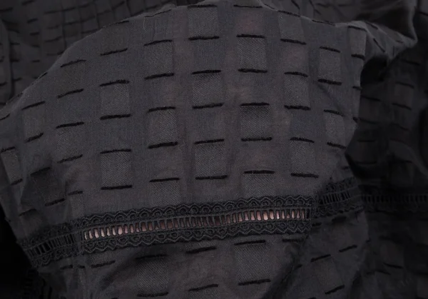 ヒロコビスHIROKO BIS eSSeNtieL ブロックカットジャガードピンタックシャツチュニック 黒9 K-116947_012