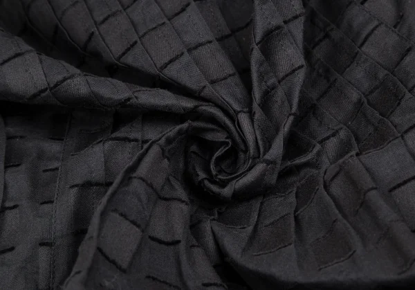 ヒロコビスHIROKO BIS eSSeNtieL ブロックカットジャガードピンタックシャツチュニック 黒9 K-116947_013