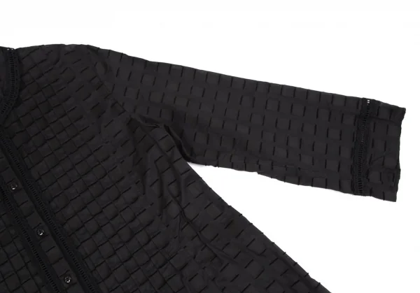 ヒロコビスHIROKO BIS eSSeNtieL ブロックカットジャガードピンタックシャツチュニック 黒9 K-116947_005