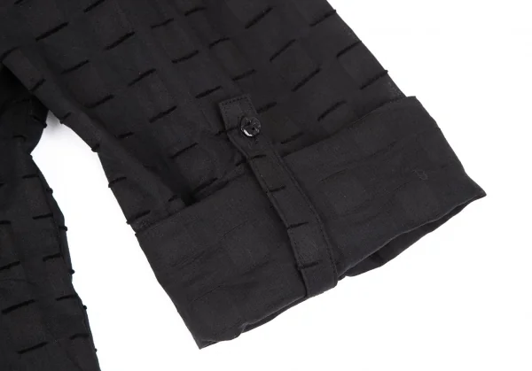 ヒロコビスHIROKO BIS eSSeNtieL ブロックカットジャガードピンタックシャツチュニック 黒9 K-116947_007