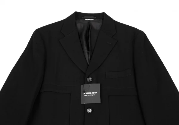 新品!コムデギャルソン オムドゥCOMME des GARCONS HOMME DEUX ウールくり抜きデザインジャケット 黒L K-116954_002