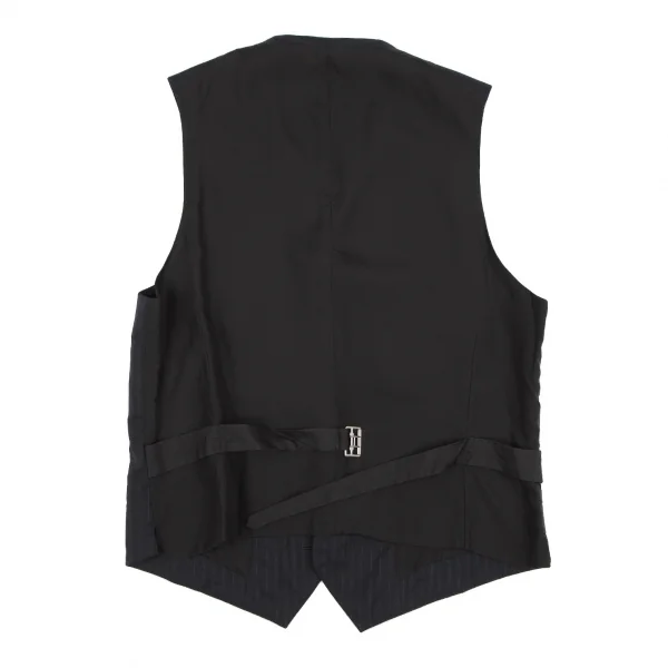 新品!ブラックコムデギャルソンBLACK COMME des GARCONS ポリウールストライプジレベスト 紺黒L K-116962_010
